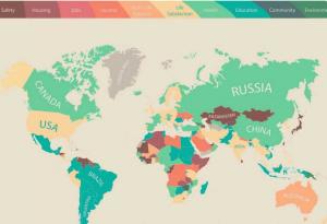 Карта разкрива какво се цени най-много в различните държави